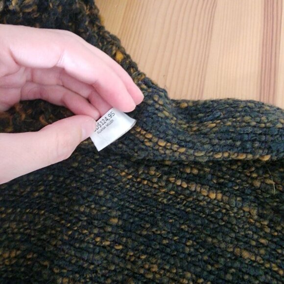 Striped Wool Poncho Fringe Boho Hippie Brown Red OS - Picture 10 of 12